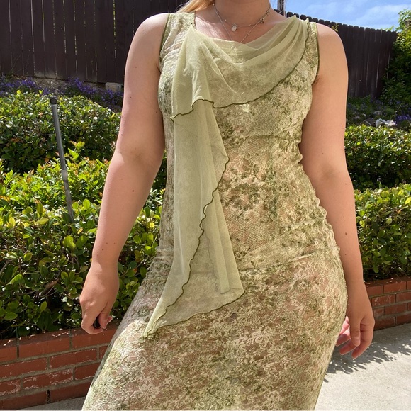 Green Micromesh Dress - Picture 3 of 7